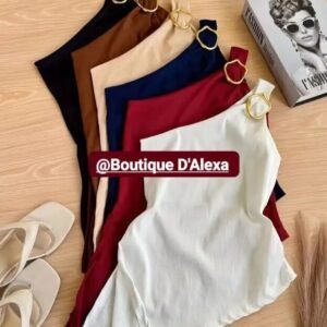 Blusa de un solo hombro Con detalles dorados