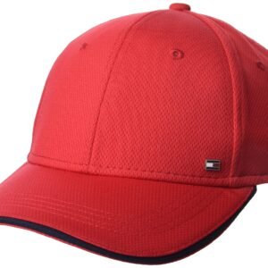 Tommy Hilfiger Men’s Cotton Billy Adjustable Flap Baseball Cap Apple Red