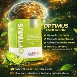 Optimus de Omnilife sirve principalmente para apoyar la salud del cerebro 🧠. Gracias a su contenido de colina y vitaminas del complejo B, ayuda al buen funcionamiento del sistema nervioso, favoreciendo: ✅ La concentración ✅ La memoria ✅ El enfoque mental ✅ La claridad y agilidad mental Es un suplemento nutricional que apoya el rendimiento mental, ideal para estudiantes, personas con mucho trabajo mental o quienes buscan mantenerse más enfocados. No es medicamento, sino un complemento para fortalecer la nutrición del cerebro.