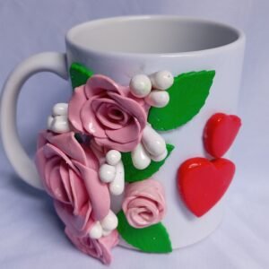 Taza decorada con rosas